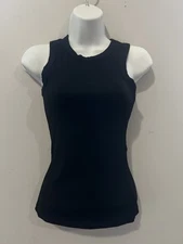 Anrabess Crop top Size XS Black Buttons Down Back Sleeveless  Rayon Blend