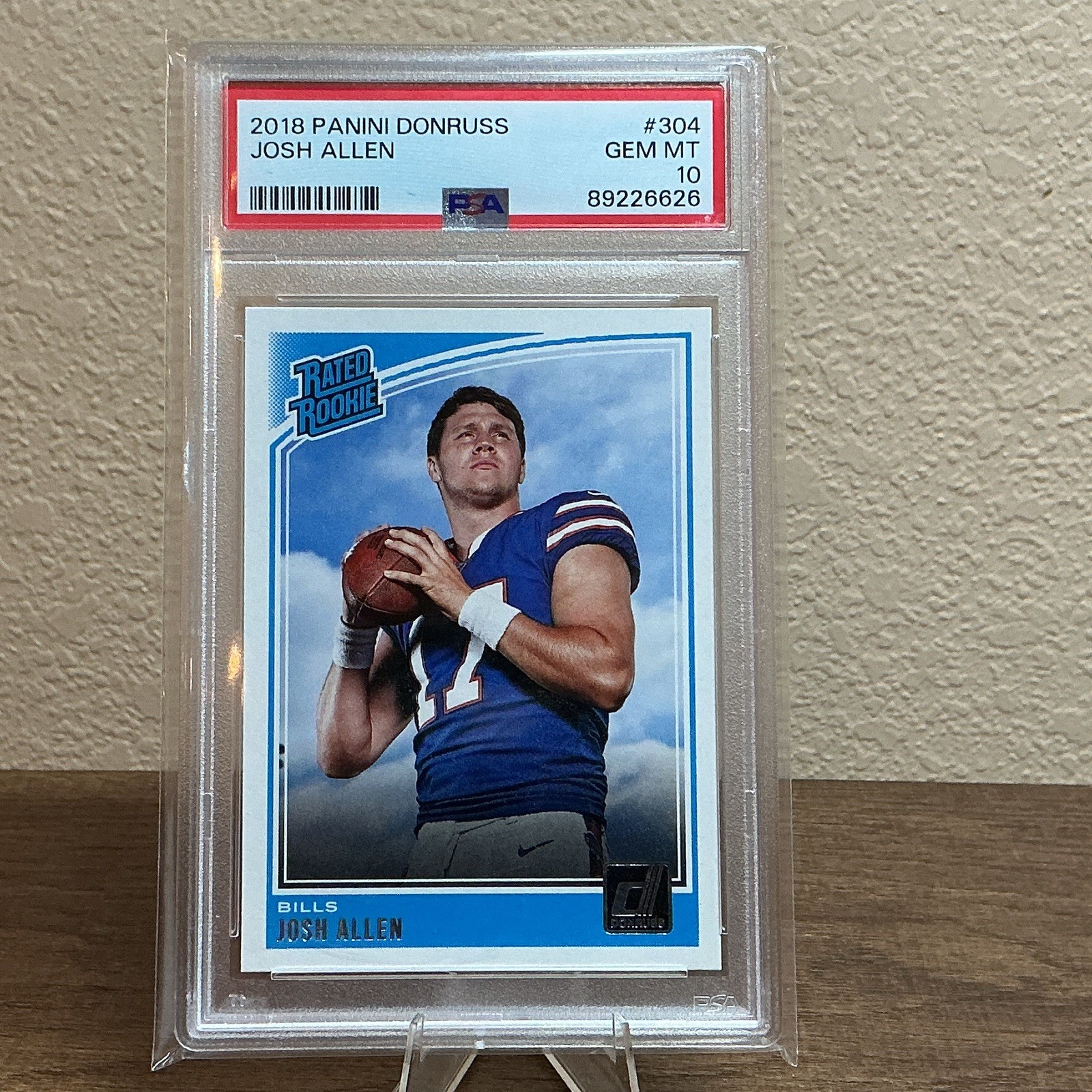 2018 Panini Donruss Josh Allen Rated Rookie RC #304 Buffalo Bills PSA 10 view 1