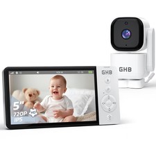 Babyphone Camera 5" Rotation de 350° Camera Bebe Surveillance Vision Nocturne