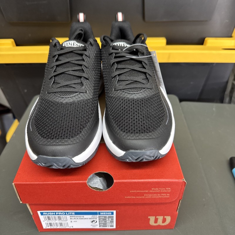 WILSON Rush Pro Lite Men's Tennis Shoe, Black Ebony White Us Size 7