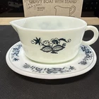 Vintage Pyrex Old Town Blue Onion Gravy Sauce Boat and Under Plate 77-B & 77-U