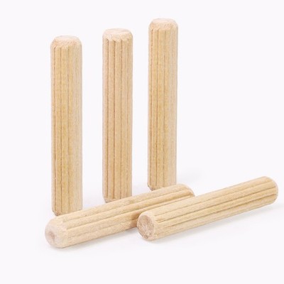 100 PCS 1/4x1.5 Inch Natural Beech Wooden Dowel Pins Fluted Rods Pegs DIY