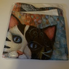 Whimsical Cat Pillow Cover w Zipper 15  x 15  
