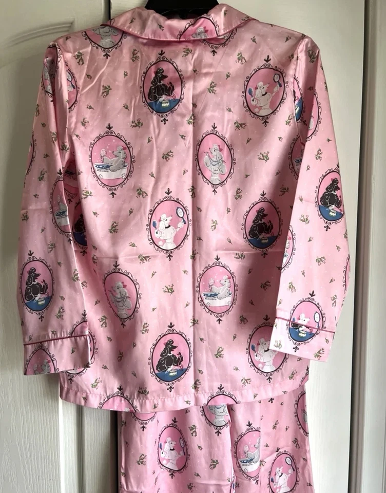 Nick & Nora conjunto de pijama caniche rosa satinado para niñas talla grande RARO USADO EN EXCELENTE ESTADO Foto 2 de 4