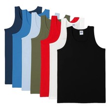 1-6 PCS MENS VESTS 100% COTTON TANK TOP SUMMER TRAINING GYM TOPS PLAIN S-5XL LOT