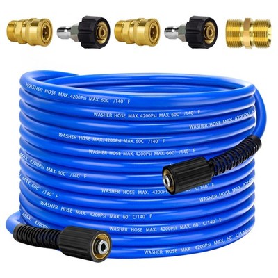 Pressure Power Washer Hose 50 FT x 1/4'', Super Flexible Kink Resistant Car Wa...