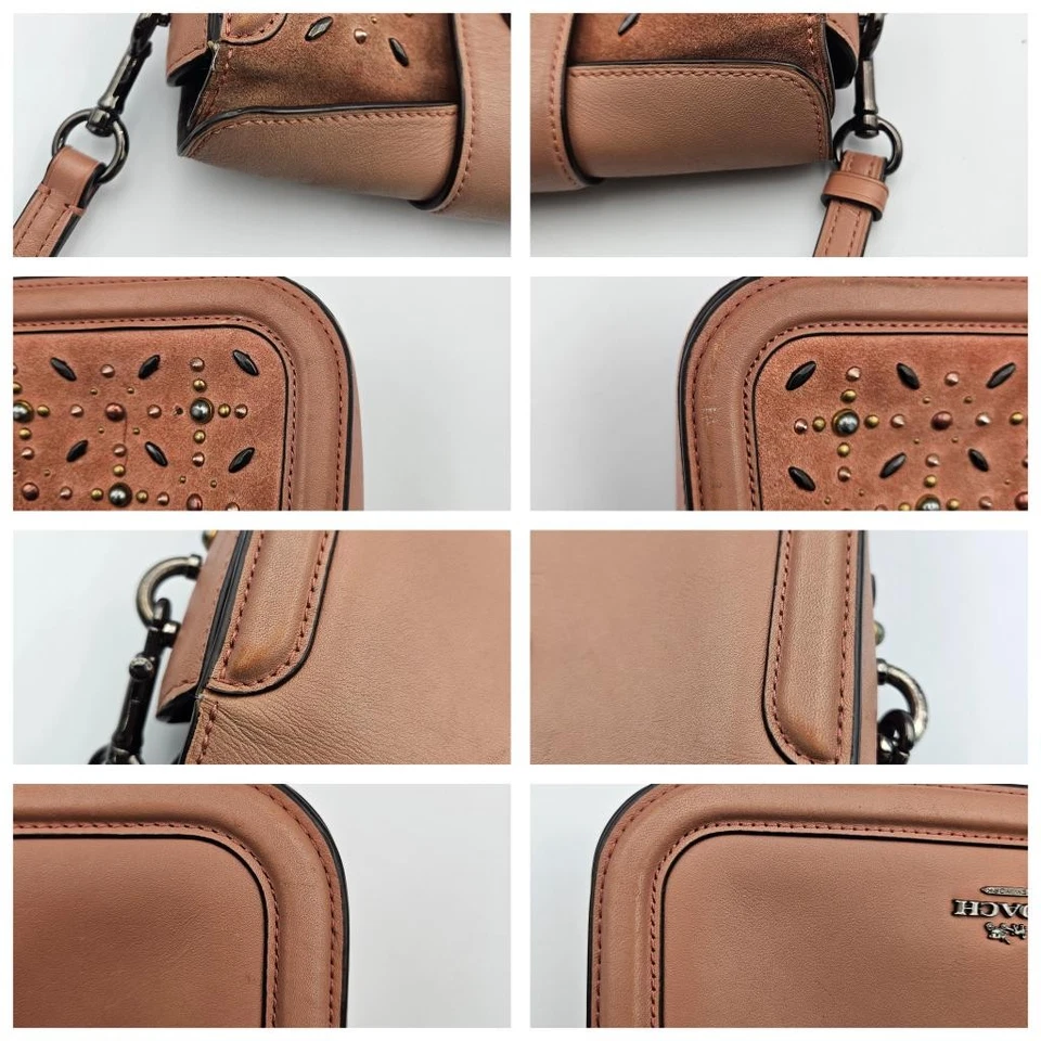 Bolso Bandolera Coach Tostado Pradera Remache Cuero y Gamuza Estilo Occidental (CP4005648) Foto 2 de 4