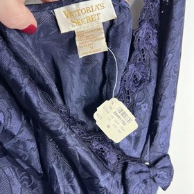 Vtg Victoria's Secret Bodysuit Womens Medium Navy Blue Floral Teddy Lingerie