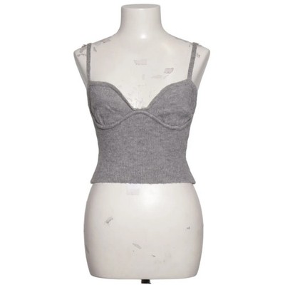 ABA, Crop Top, Größe: M, Grau, Acryl/Polyamid/Polyester, Rippenstrick #EWe