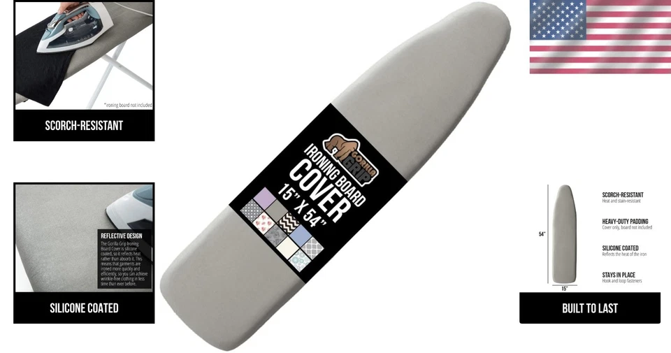 15x54 Ironing Board Cover - Reflective Silicone with Scorch Resistant Padding - Image 2 of 4