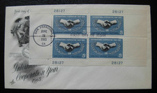 1266 International Cooperation Year FDC - Matched Set Single Plate #s