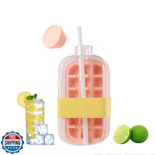800ML My Crush Cup, YFJOLEN 2 in 1 Ice Cube Water Bottle with Straw for Cool 