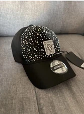 Avenue George V Paris Cap Rhinestone Black Trucker Cap Men's Bling Cap Unisex