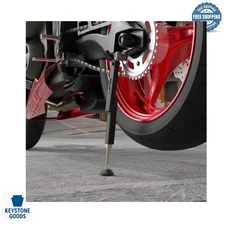 Compact Black Motorcycle Wheel Lift Stand - Supports Both Front & Rear Wheels
