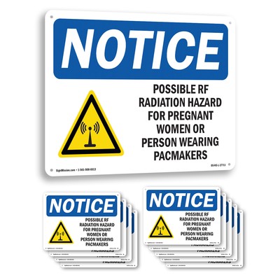 Possible RF Radiation Hazard OSHA Notice Sign Metal, Plastic, Decal 5 or 10 Pack