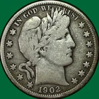 1902-O Barber Half Dollar Fine F Coin, Scratch #36674