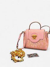 Versace Women's Pink La Medusa Small Top Handle Bag Gold Chain Dust Bag