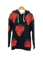 JW ANDERSON (J.W.ANDERSON) Hoodie -- Cotton Black All-over Strawberry Pattern