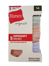 5 Pair Hanes Girls Size 14 Supersoft Bikini Underwear