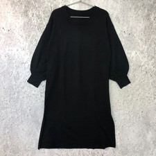 Merlot Side Slit Knit Long Dress Black