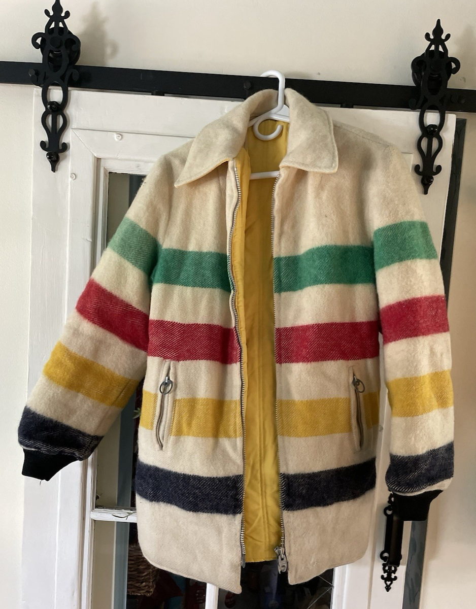 Vintage HUDSON BAY Wool Reversible Jacket 4 Point Striped | eBay