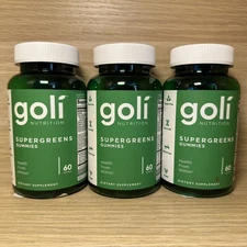 3 Bottles - Goli Nutrition - Supergreens - 60 Gummies Dietary Supplement (180ct)