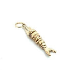 New 14k Yellow Gold Fish Pendant