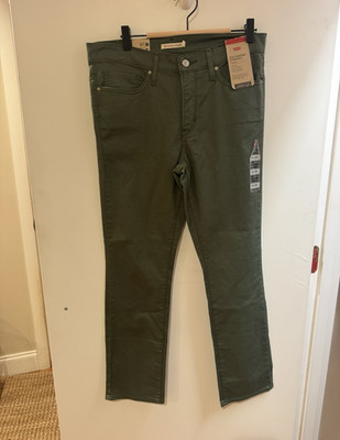 Levi s Women s Straight Jeans Green Solid Dark Wash Mid Rise Stretch 5-Pocket