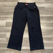 Vintage Y2K Nike Size Large Women Black Wideleg Low rise Sweatpants 2000  s