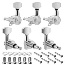 Guitar Locking Tuners Set of 6 Left - 1:18 Lock String Tuning Key Pegs, Silver