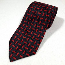 Charvet Place Vendome Silk Tie Red Black Geometric Bar Jacquard Made in France