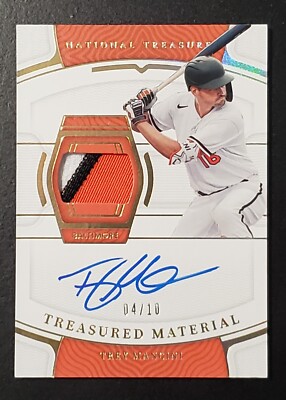 Trey Mancini 2022 National Treasures Holo Gold Color Patch Auto #d /10 Orioles