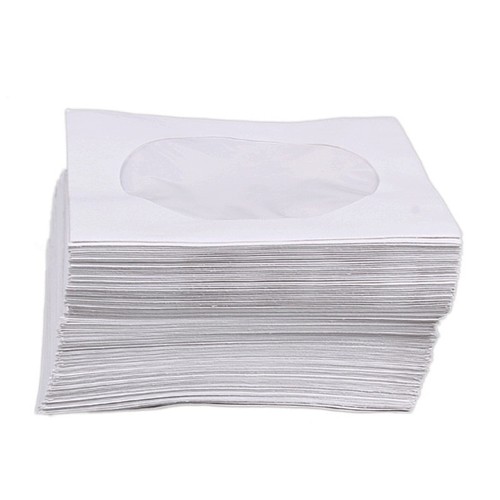 100 CD DVD Paper Sleeves Storage Bag Wallet Case Envelopes Mailers - White - Afbeelding 4 van 6
