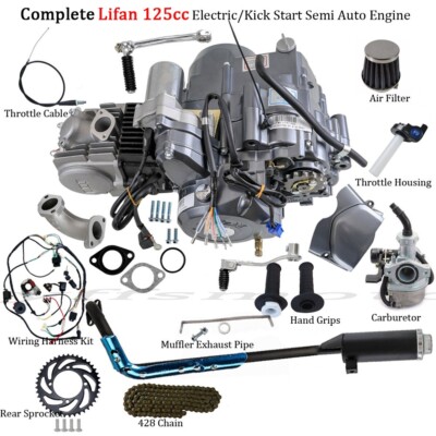 Lifan 125cc Semi Auto Engine Motor Complete Kit fo ATC70 ATC90 CRF50 XR50 Apollo