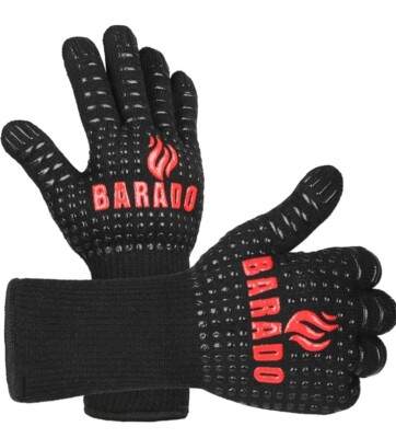 BBQ Grill Gloves 1472  Extreme Heat Resistant Grilling Gloves Non-Slip BBQ Oven