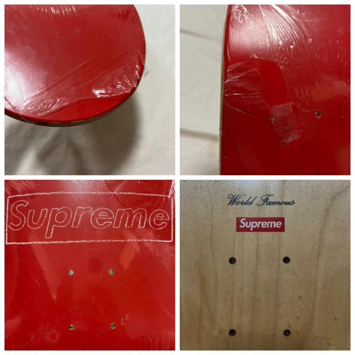 SUPREME × KAWS CHALK Logo Skateboard Deck 2006 Red Size H 31.2 x W