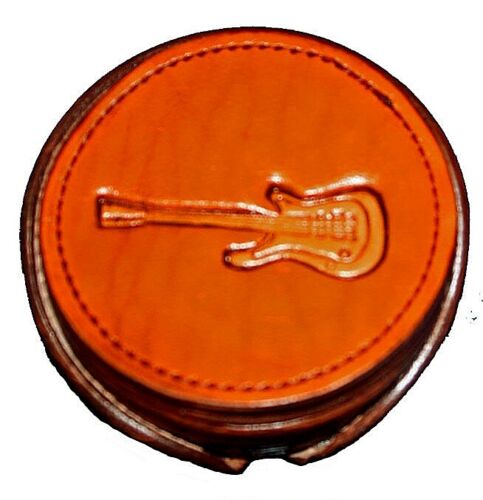 Leather Coaster sets custom handmade WITH GUITAR AND FULLY SEWED 6 EACH - Picture 1 of 5