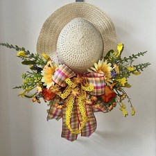 Summer Straw Hat Wreath, Summer Wreath, Hat Decor, Home Decor Door Wreath