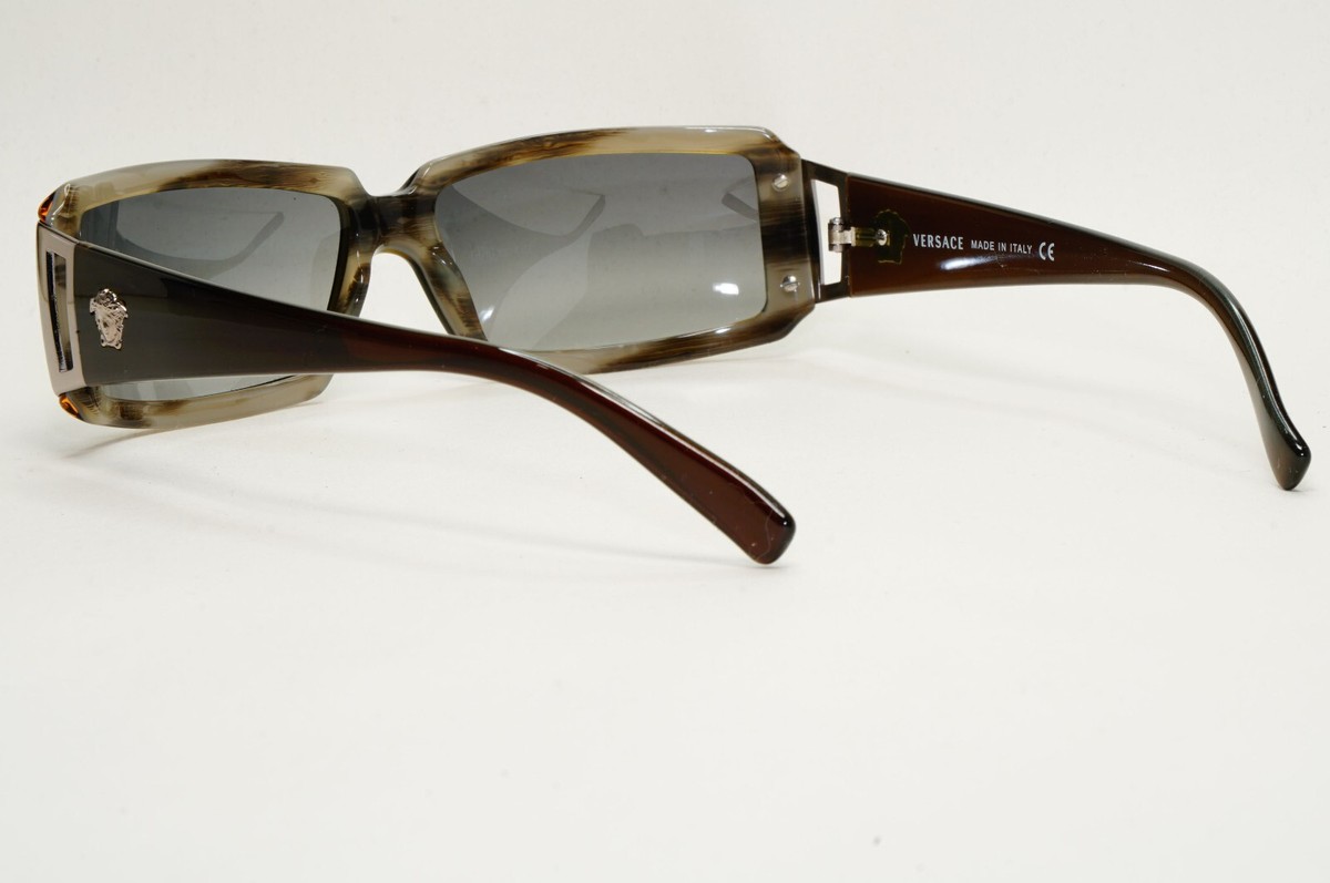 Versace Sunglasses 2004 Vintage Rectangle Wrap Brown Grey MOD 4048
