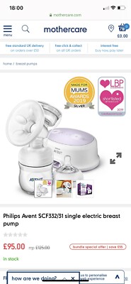 AVENT Comfort SCF332 Electric Breast Pump 729557046346