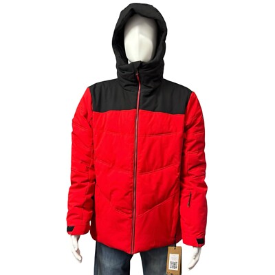 Rossignol Men Insulated Ski Hooded Puffy Parka Jacket Sports Red Sz XL