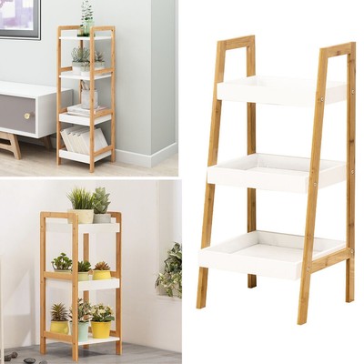 Plant Pot Ladder Shelf Wooden 3 4 Tier Storage Unit Display Stand Bathroom Rack Ebay