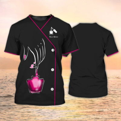 Beauty Spa Uniform Nail Tech Shirts Custom Manicurist Gift Black, Gift for Her,
