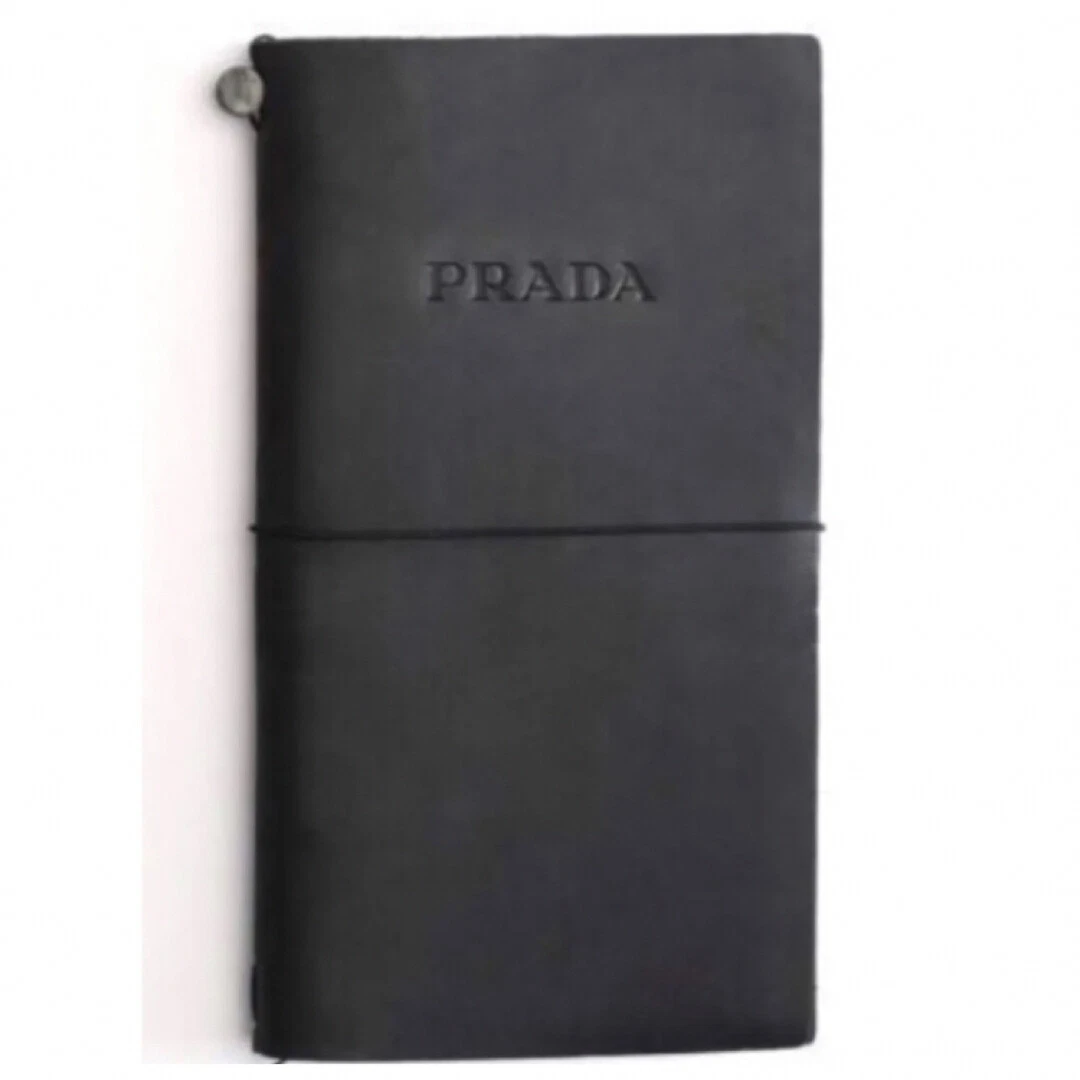 Prada Traveler s Company Limited Note Book Leather Cover Regular Size Black