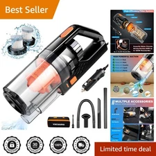 Compact Car Vacuum Cleaner with Detailing Kit & HEPA Filtration - 7500Pa Power