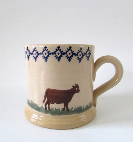 Rare VTG Nicholas Mosse Ireland Pottery Brown Goat Landscape Mug Flawed