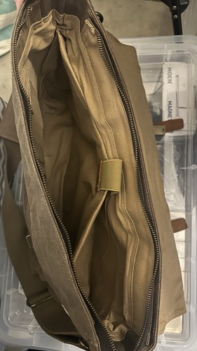 MANIFICENT 16" Mens Messenger Bag Vintage/Canvas Genuine Leather. Brown New - Picture 9 of 10