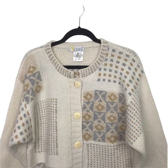 Laurel Ivory Wool Blend Patchwork Style Cardigan … - image 3