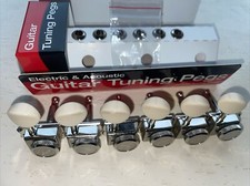 6RH Vintage Kluson style ST/TL 15:1 Locking M/Head Nickel Tuners, Ivory Buttons.
