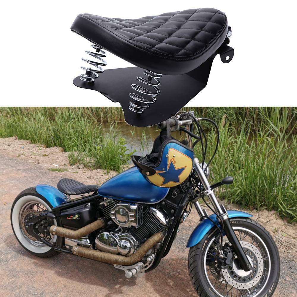 For Yamaha V Star 250 650 950 1100 1300 Bobber Motorcycle Spring Solo Seat  Black